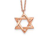 Rose Plated Sterling Silver Polished Star Of David Necklace with Chain (16.5 Inches)